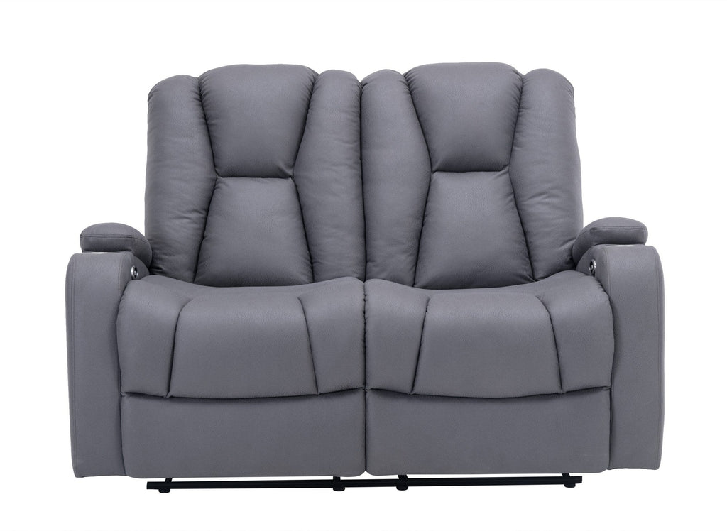 Canapé 2 places relax électrique en tissu microfibre gris EL CLARENCE