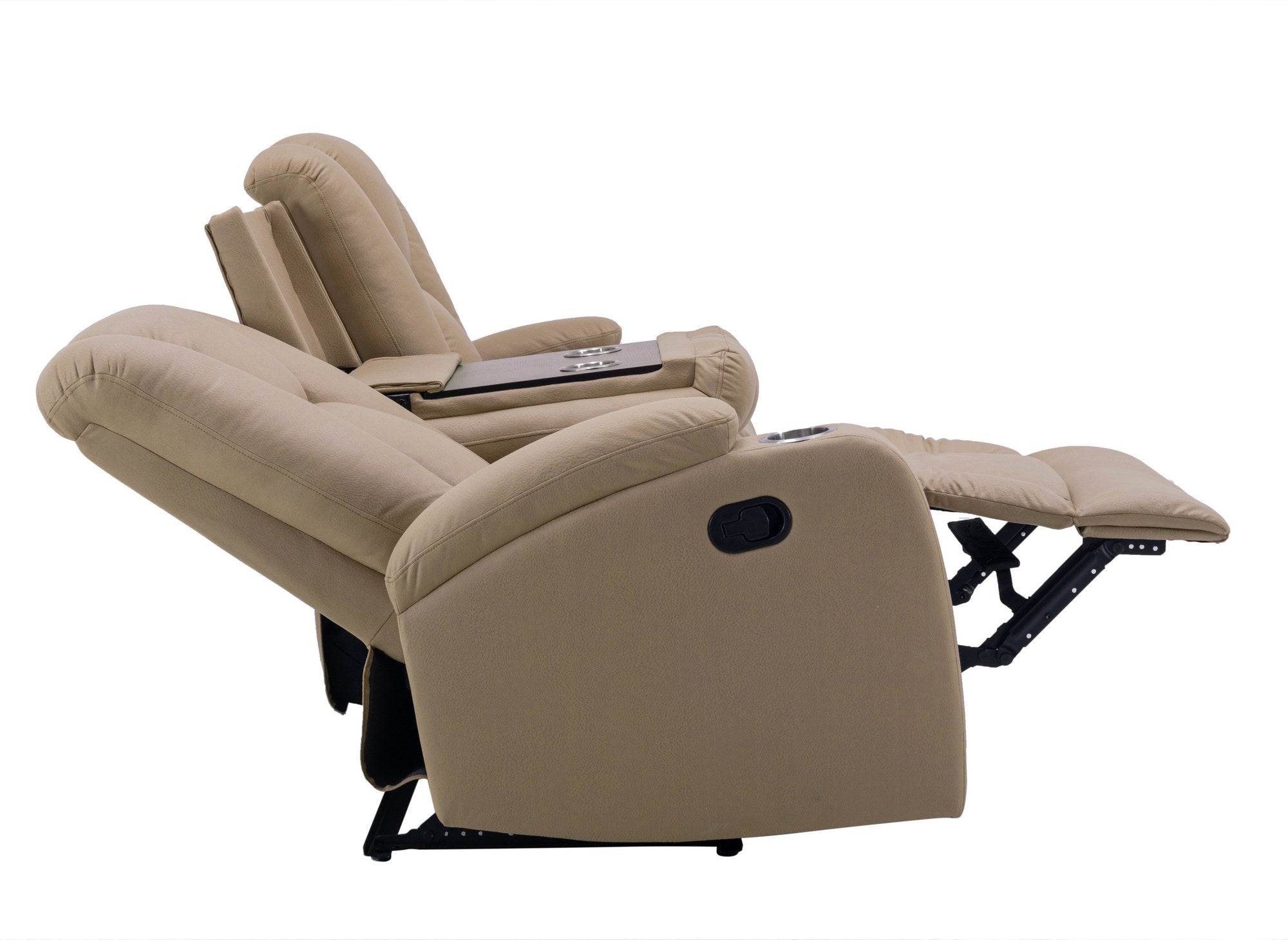 Canapé 3 places relax en tissu microfibre beige CLARENCE