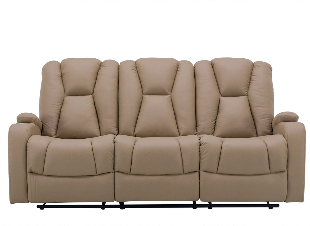 Canapé 3 places relax en tissu microfibre beige CLARENCE