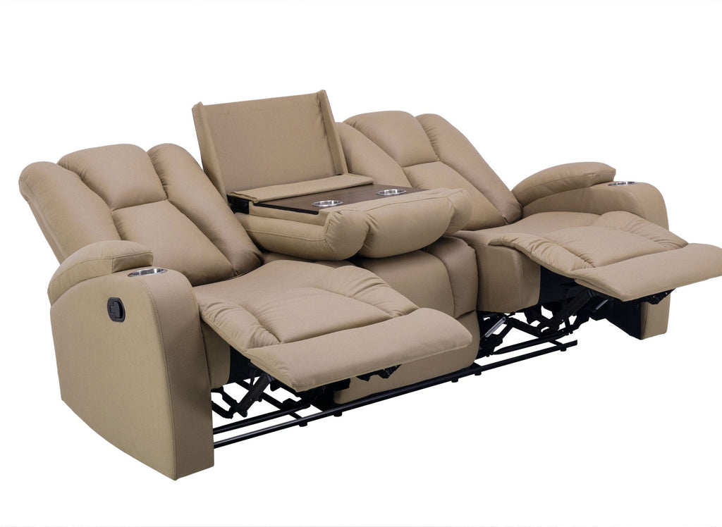 Canapé 3 places relax en tissu microfibre beige CLARENCE