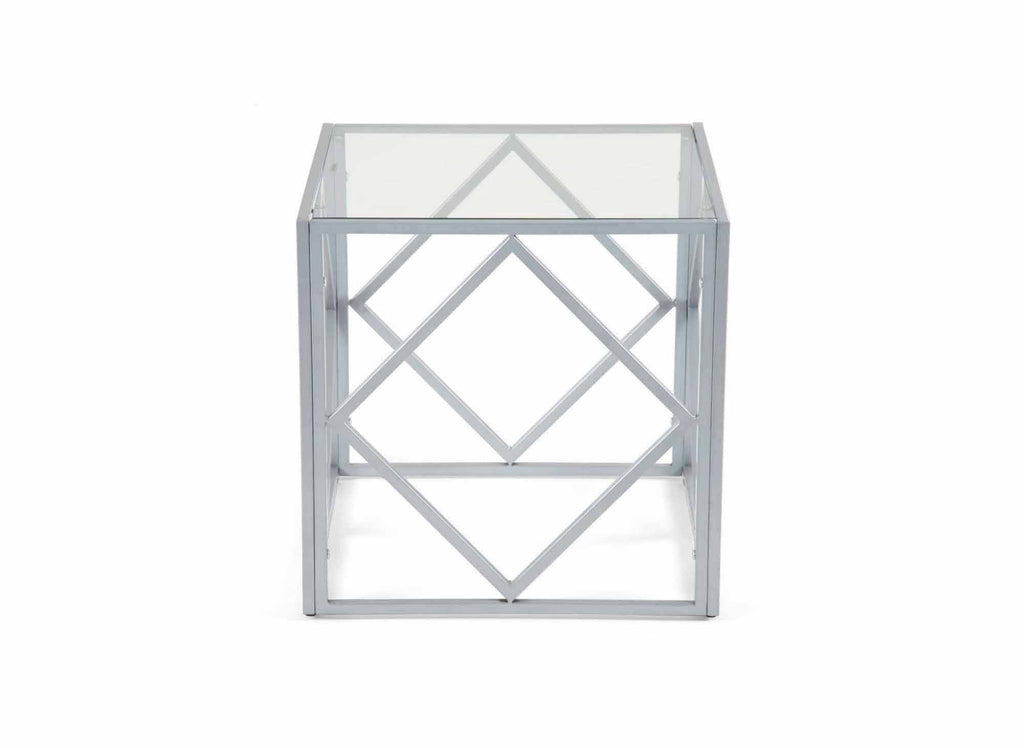 Table basse design en verre et métal carrée ELIO