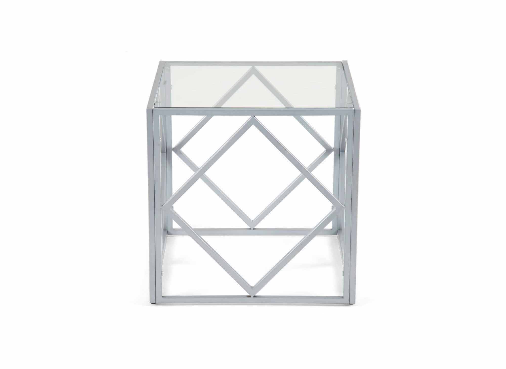 Table basse design en verre et métal carrée ELIO