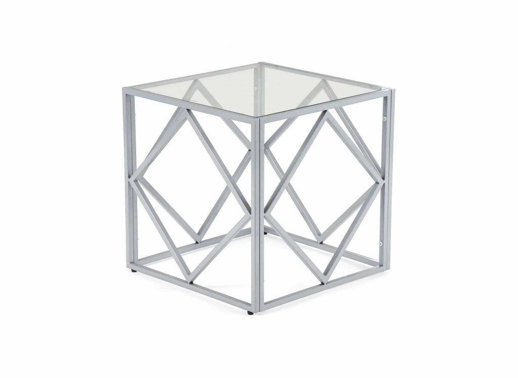 Table basse design en verre et métal carrée ELIO