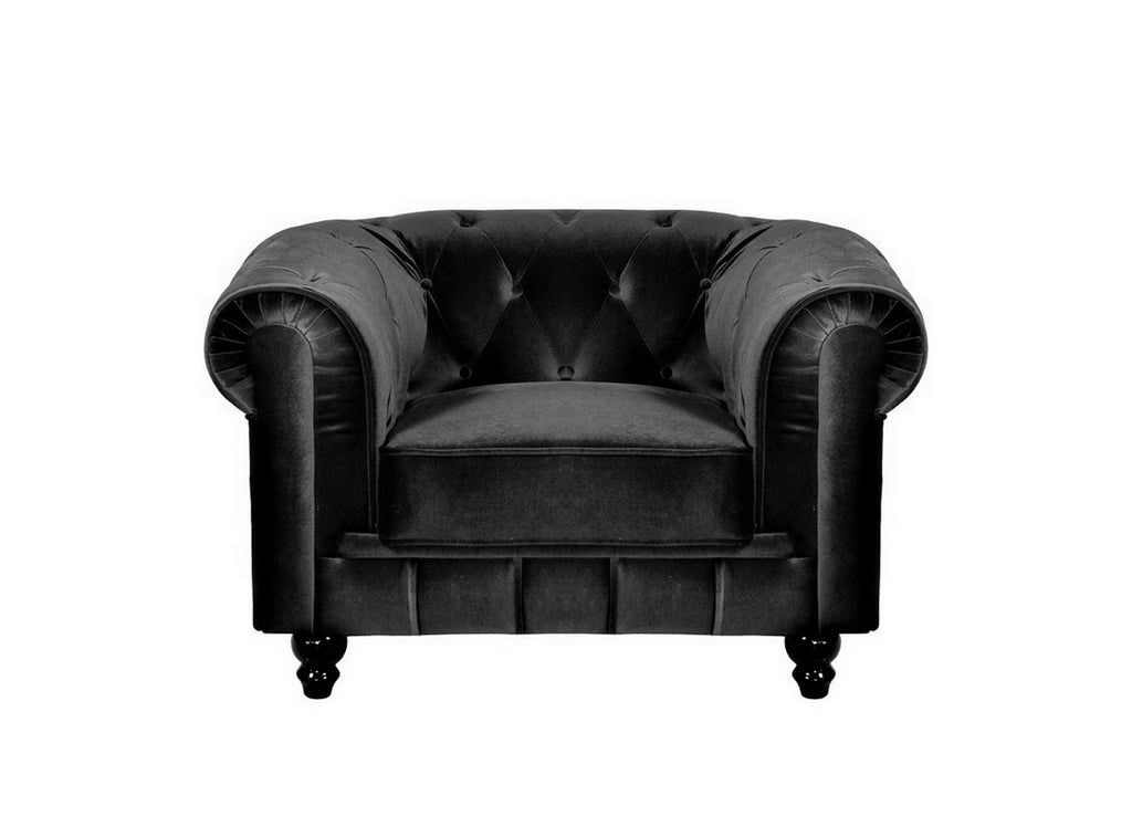 Fauteuil velours Noir CHESTERFIELD