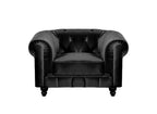 Fauteuil velours Noir CHESTERFIELD