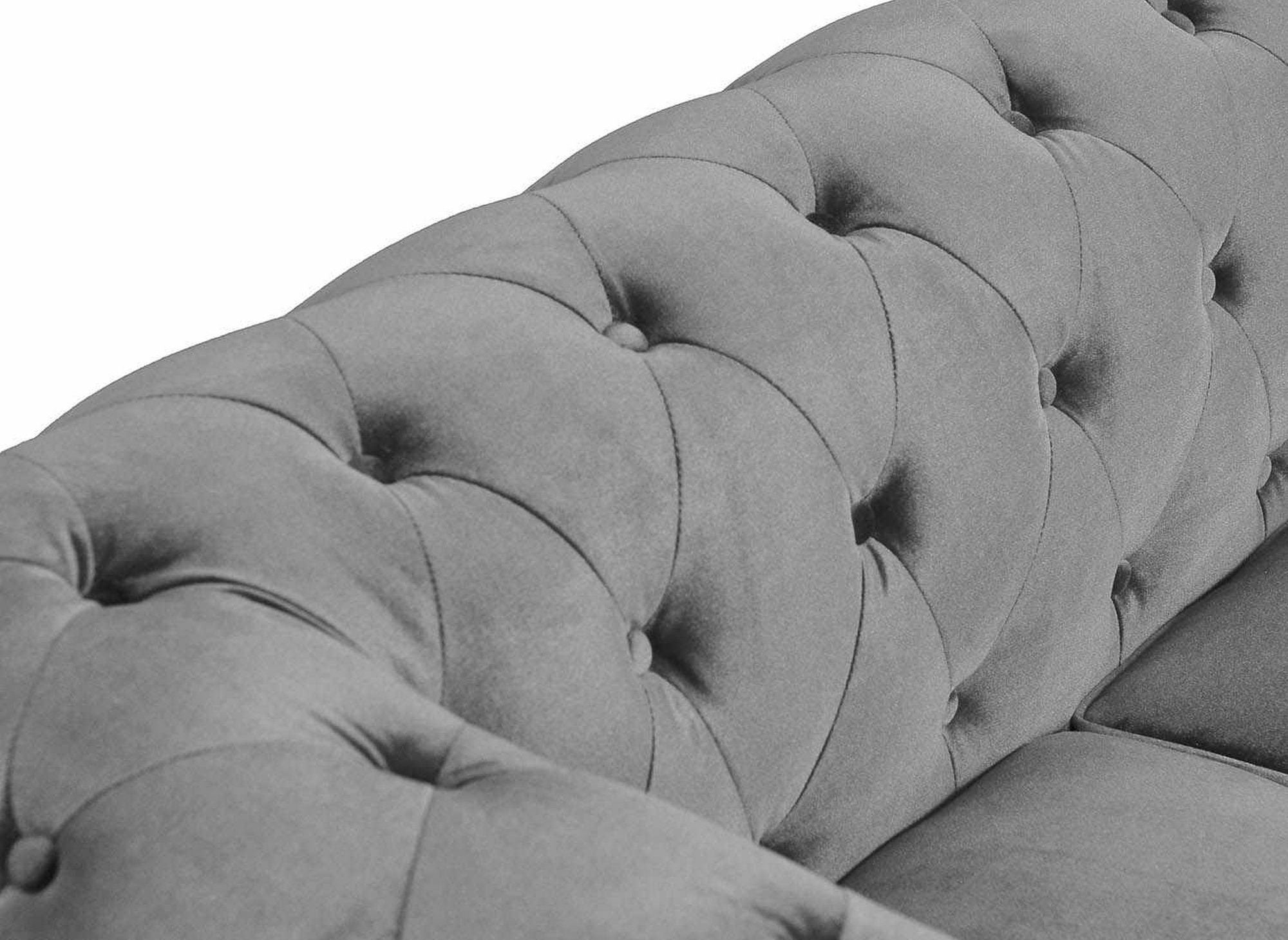 Canapé 3 places velours Gris CHESTERFIELD