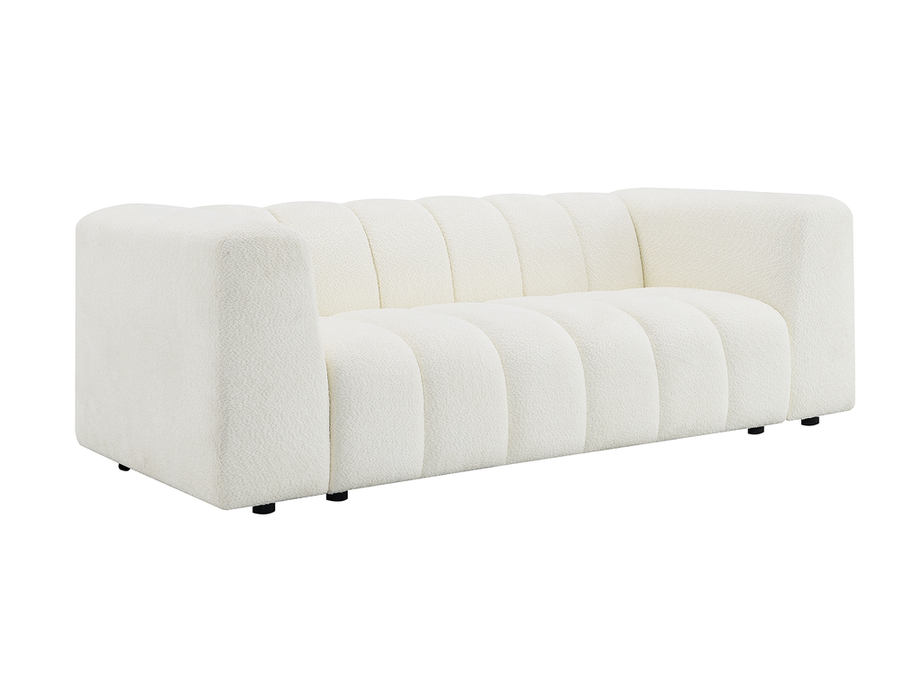 Canapé 3 places en tissu bouclette écru AELIS