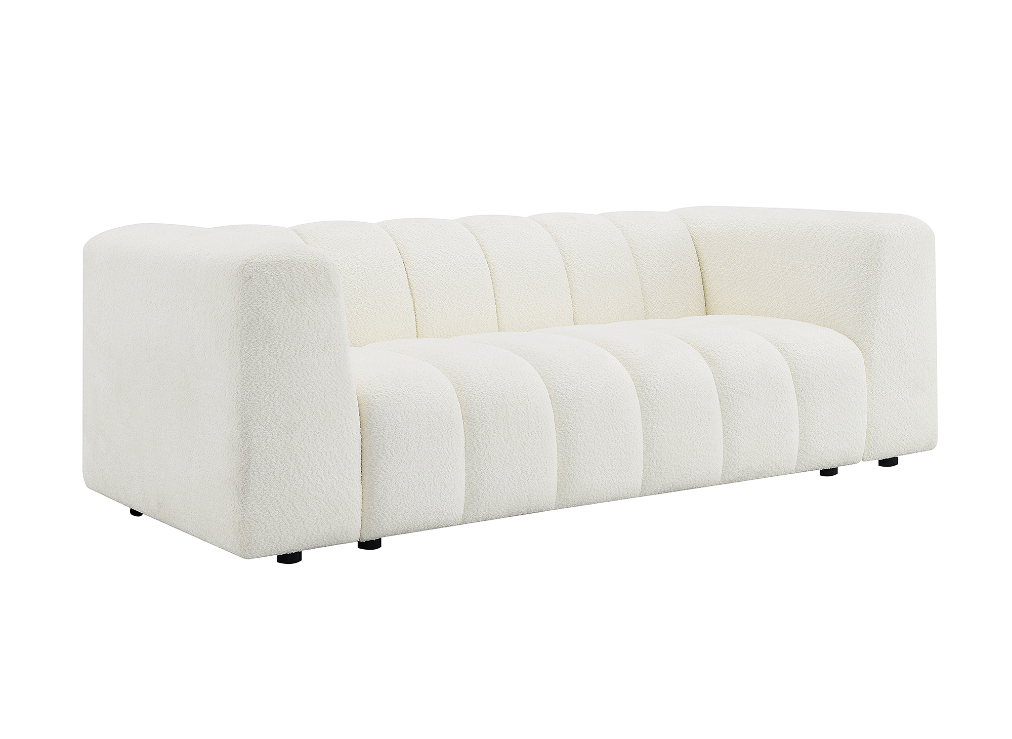 Canapé 3 places en tissu bouclette écru AELIS