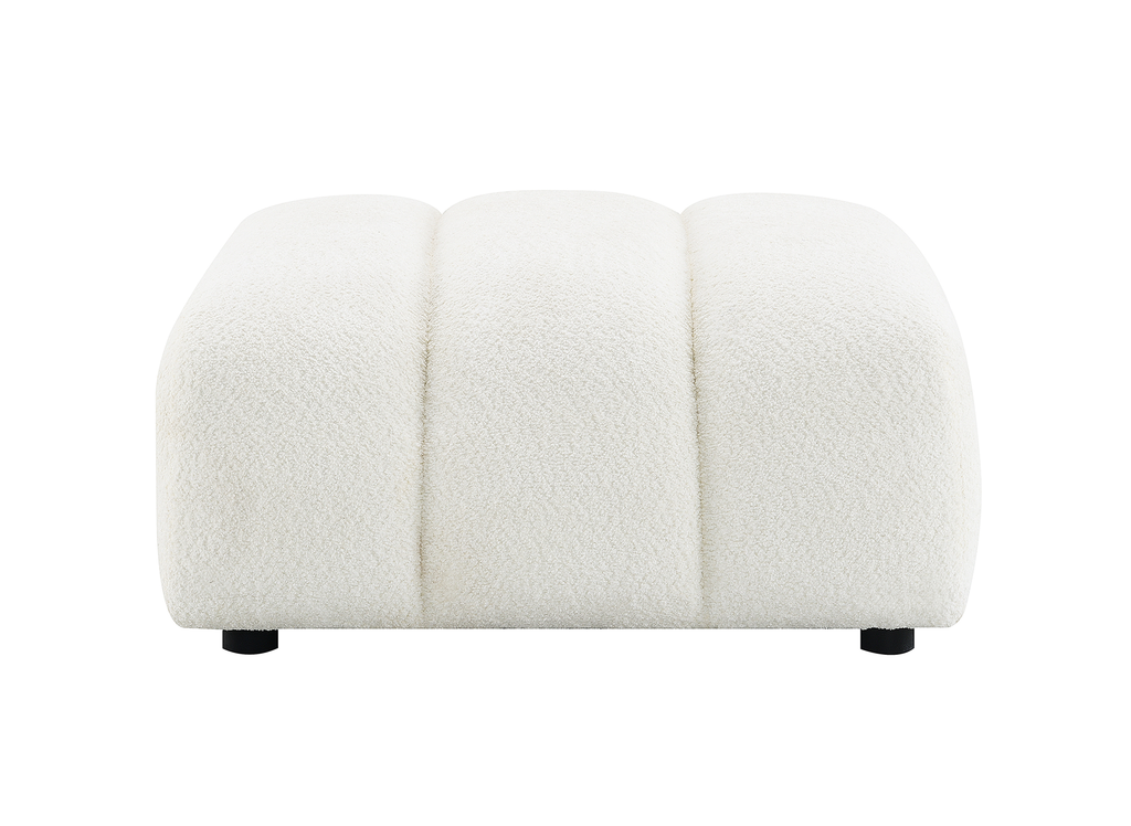 Pouf en tissu bouclette écru AELIS