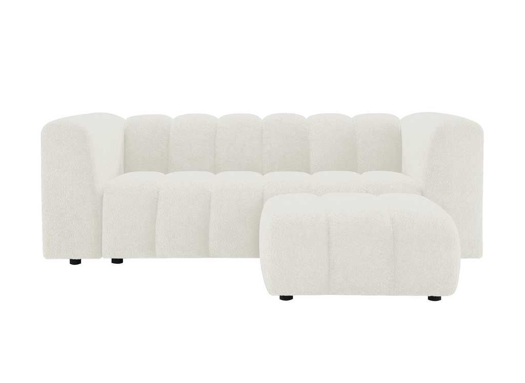 Pouf en tissu bouclette écru AELIS