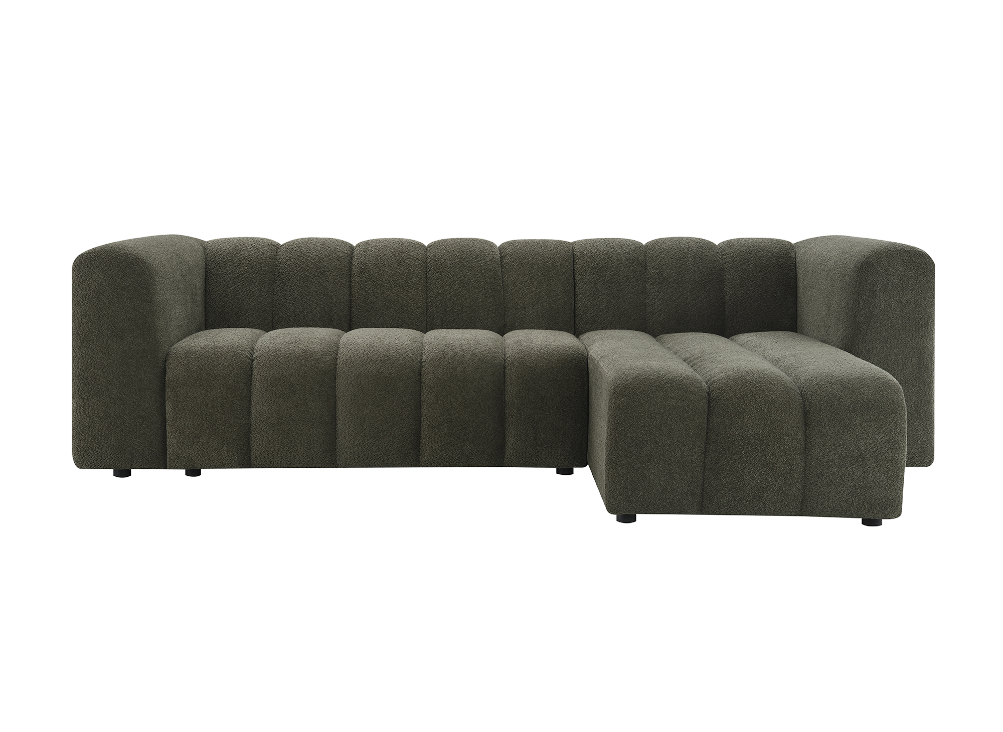 Canapé d'angle réversible en tissu bouclette vert AELIS