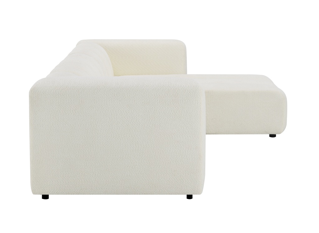 Canapé d'angle réversible en tissu bouclette écru AELIS