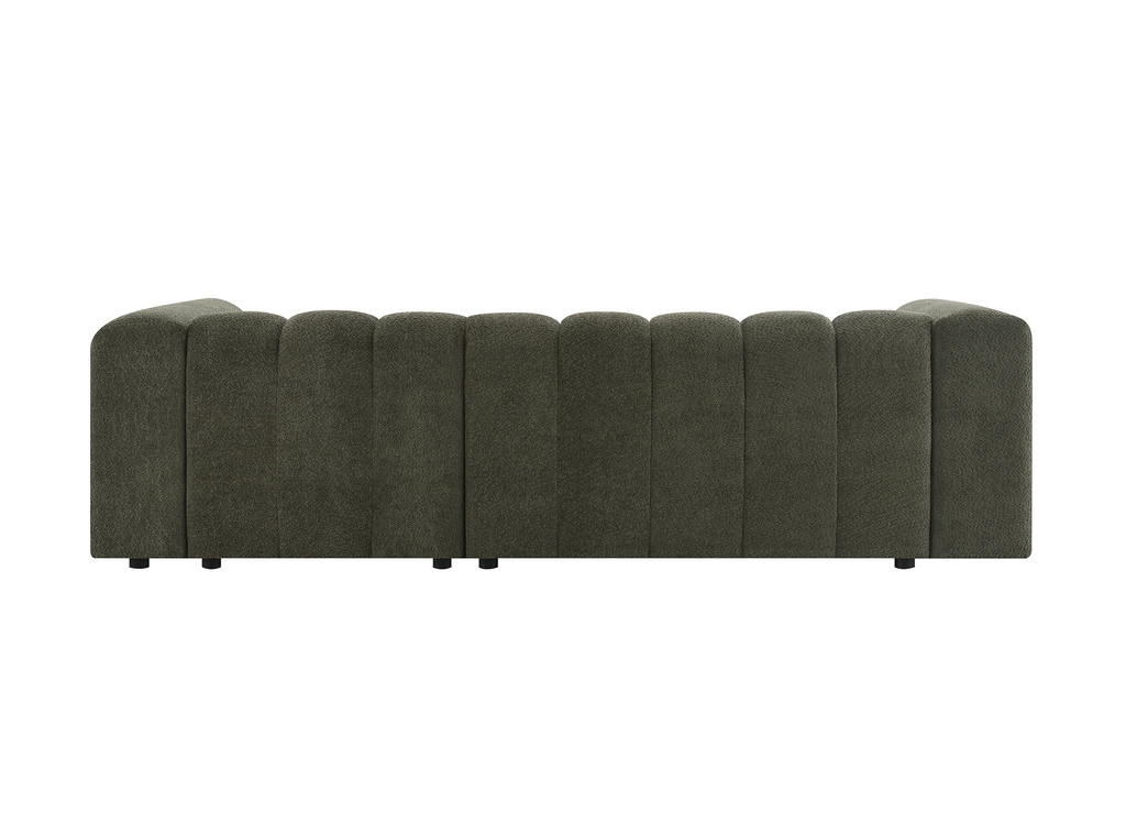 Canapé d'angle réversible en tissu bouclette vert AELIS