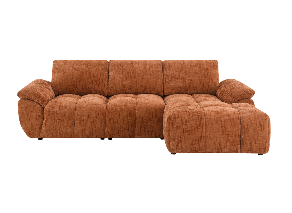 Canapé d’angle relax électrique en velours chiné terracotta ALPES - Angle droit