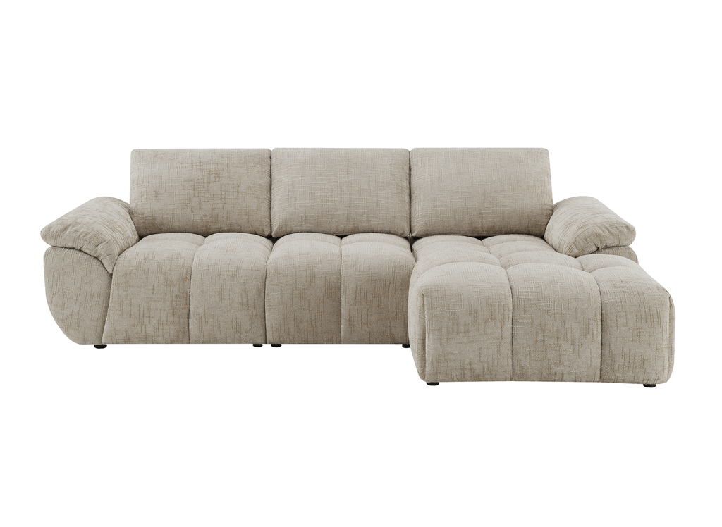 Canapé d’angle relax électrique en velours chiné taupe ALPES - Angle droit