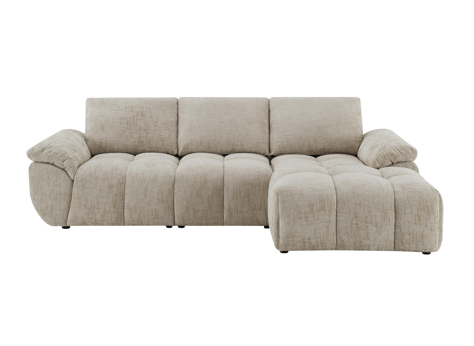 Canapé d’angle relax électrique en velours chiné taupe ALPES - Angle droit