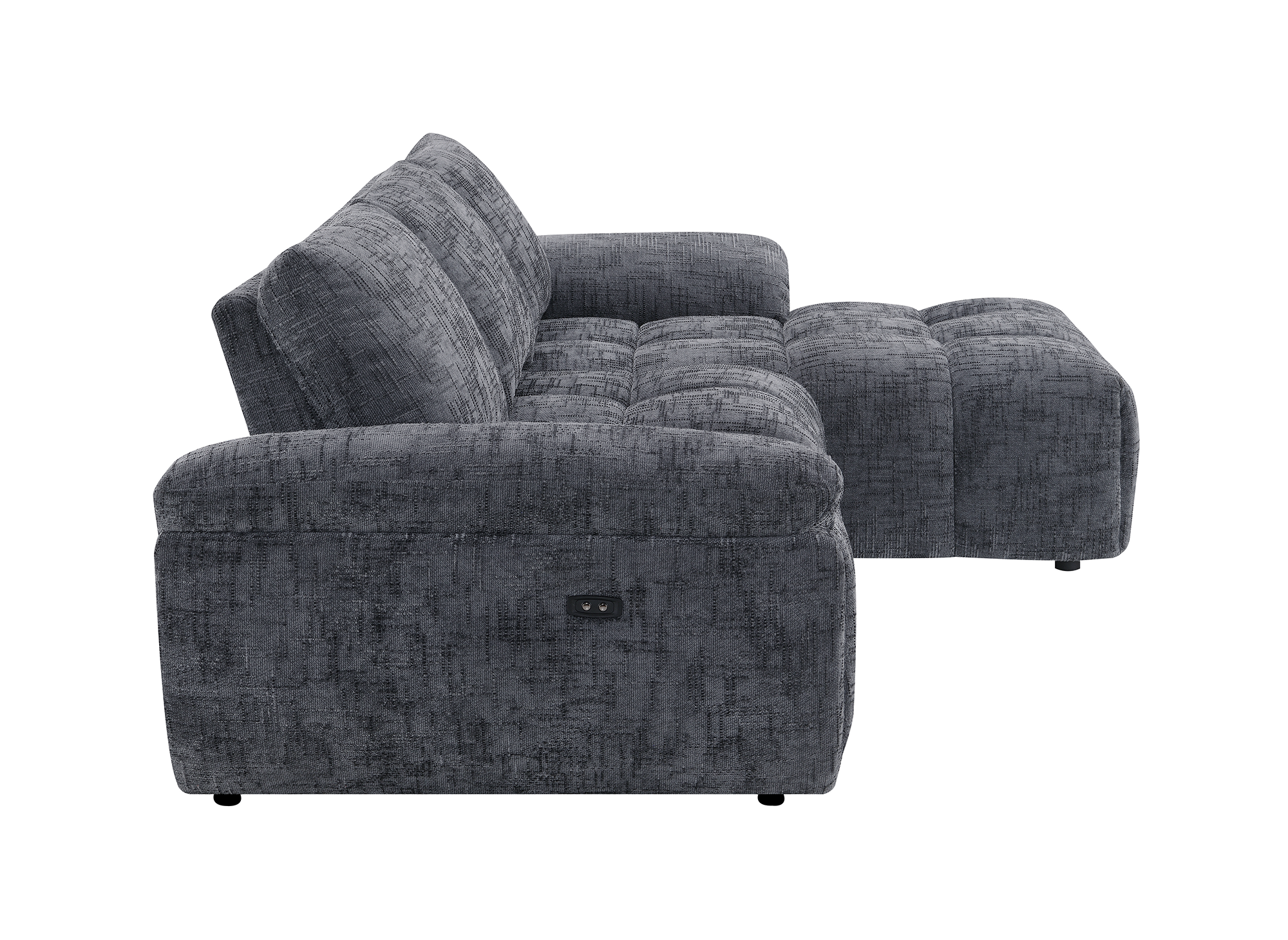 Canapé d’angle relax électrique en velours chiné gris ALPES - Angle droit