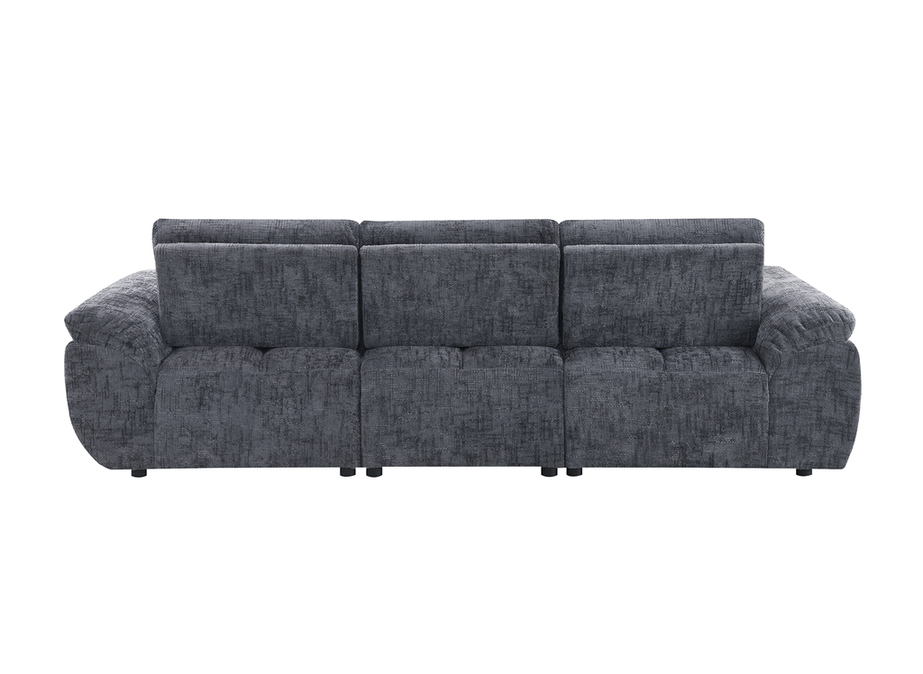 Canapé d’angle relax électrique en velours chiné gris ALPES - Angle gauche