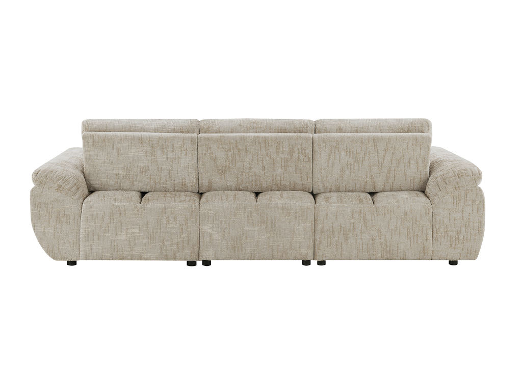 Canapé d’angle relax électrique en velours chiné taupe ALPES - Angle gauche