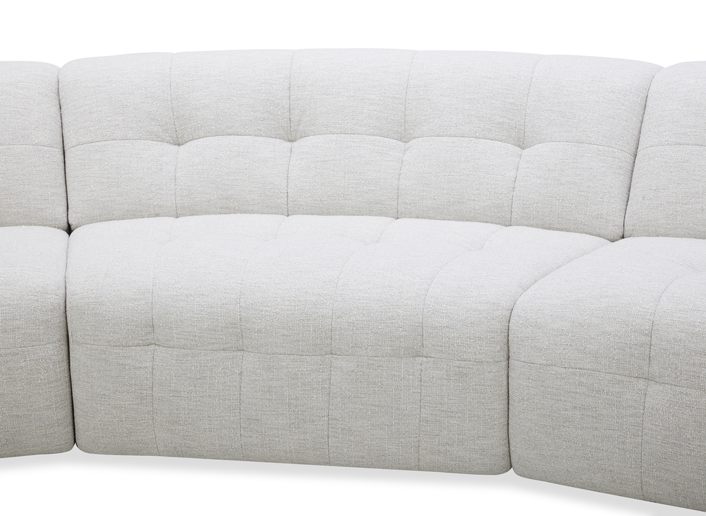 Canapé droit 5 places en velours texturé beige ARELIA