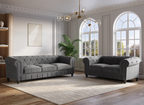 Canapé 3 places velours Gris CHESTERFIELD