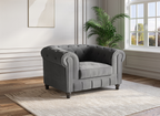 Fauteuil velours Gris CHESTERFIELD