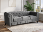 Canapé 3 places velours Gris CHESTERFIELD