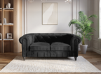 Canapé 2 places velours Noir CHESTERFIELD