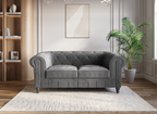 Canapé 2 places velours Gris CHESTERFIELD