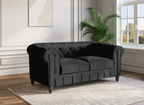 Canapé 2 places velours Noir CHESTERFIELD