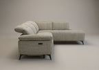 Canapé d'angle relax électrique en velours chiné beige SOLINA - Angle droit