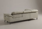 Canapé d'angle relax électrique en velours chiné beige SOLINA - Angle gauche