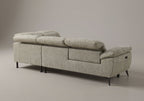 Canapé d'angle relax électrique en velours chiné beige SOLINA - Angle droit