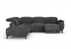 Canapé d'angle relax électrique en velours chiné gris SOLINA - Angle gauche