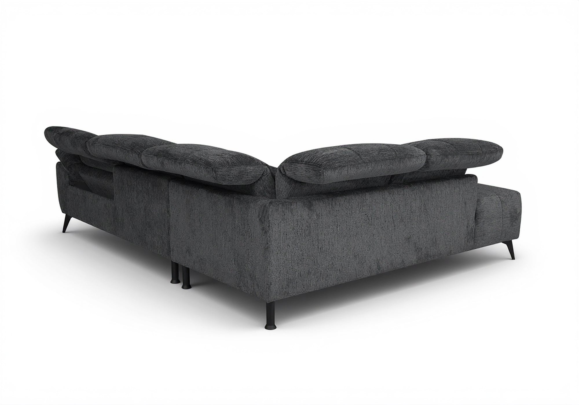 Canapé d'angle relax électrique en velours chiné gris SOLINA - Angle gauche