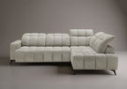 Canapé d'angle relax électrique en velours chiné beige ALVAR - Angle droit