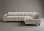 Canapé d'angle relax électrique en velours chiné beige ALVAR - Angle droit