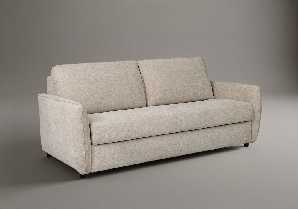 Canapé convertible 3 places en velours texturé beige CHIARA