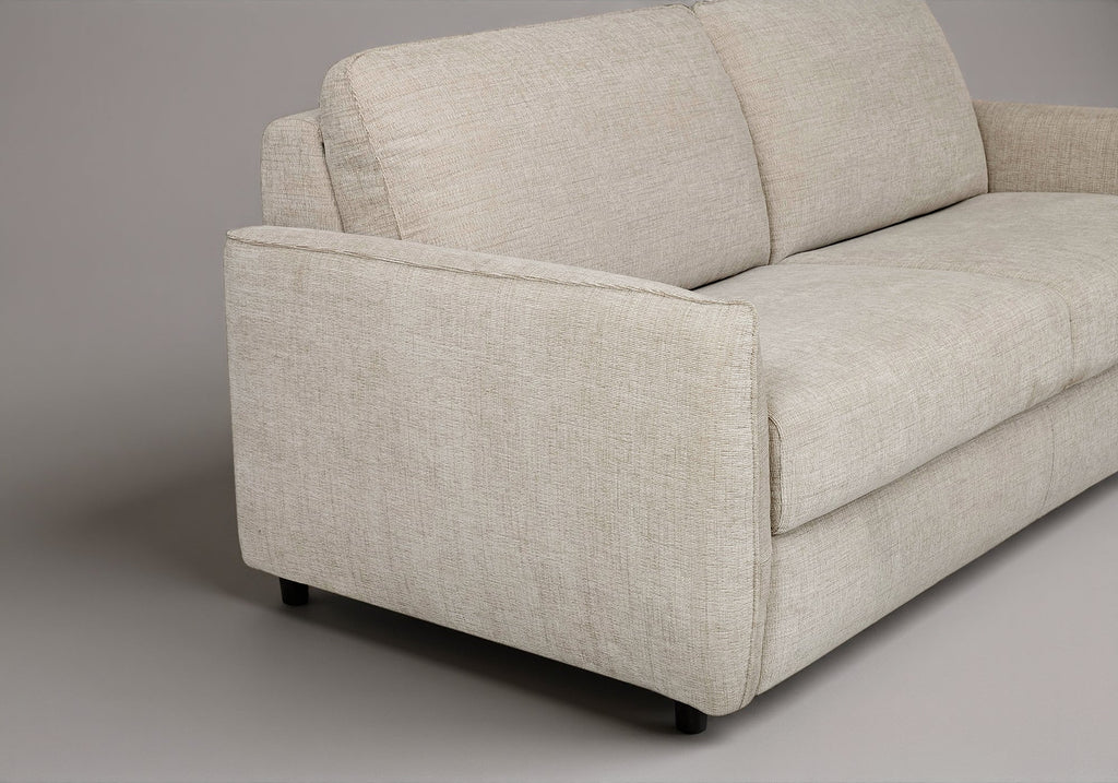 Canapé convertible 3 places en velours texturé beige CHIARA