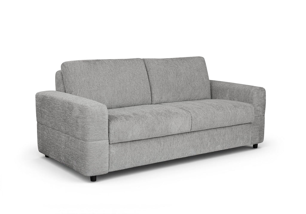 Canapé convertible 3 places en velours chiné gris clair AMAURY