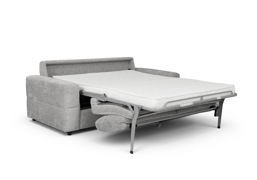 Canapé convertible 3 places en velours chiné gris clair AMAURY