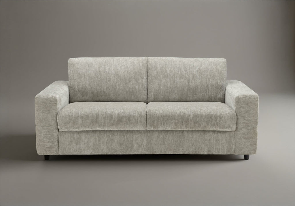 Canapé convertible 3 places en velours chiné beige AMAURY