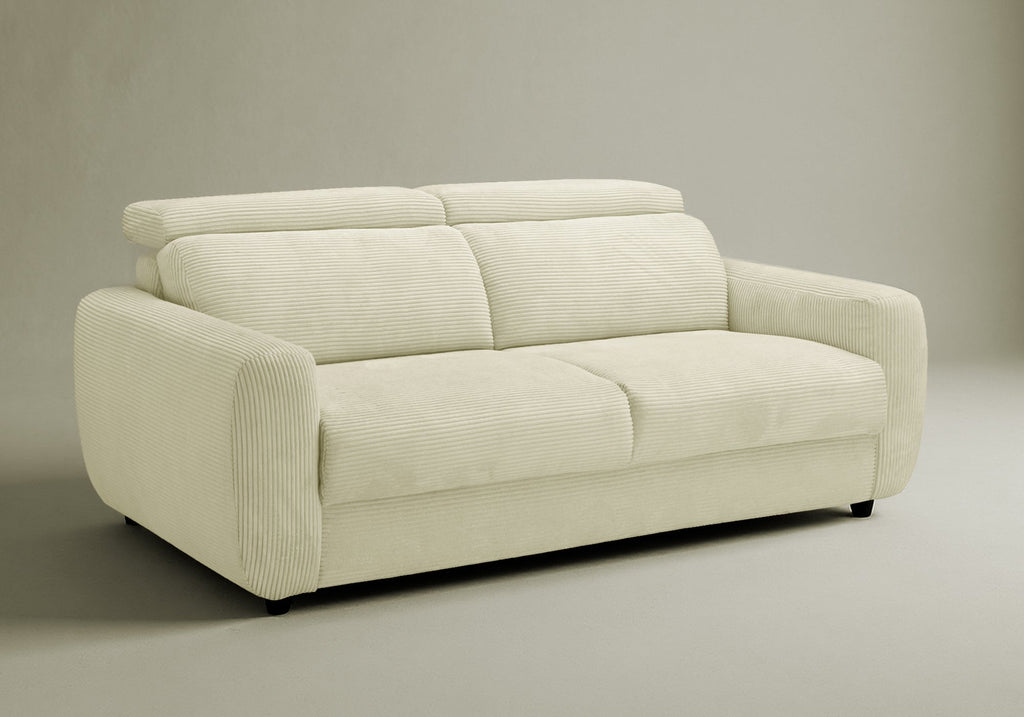 Canapé convertible 3 places en velours côtelé beige TOGO