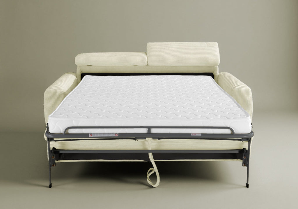 Canapé convertible 3 places en velours côtelé beige TOGO