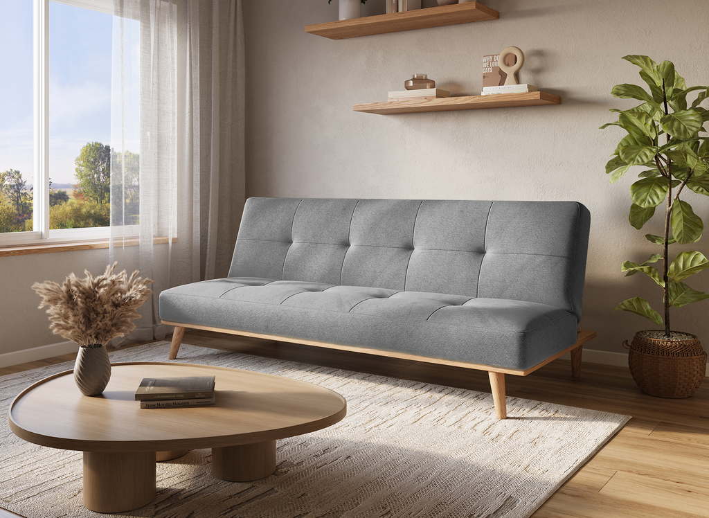Banquette clic clac scandinave 3 places gris JESSY