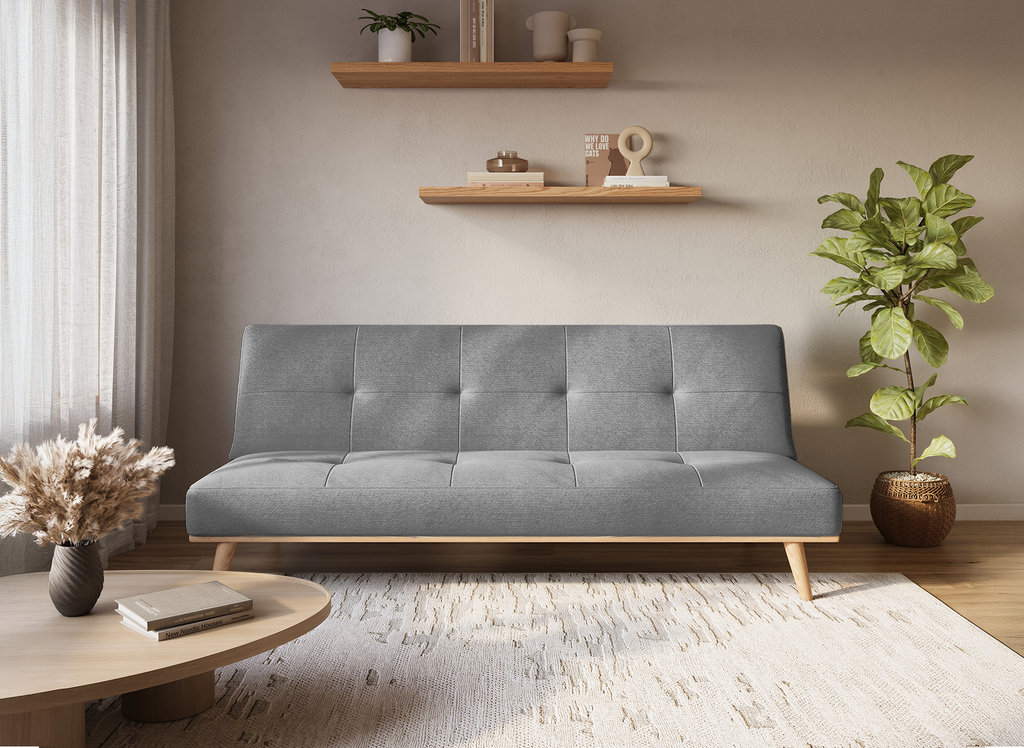 Banquette clic clac scandinave 3 places gris JESSY