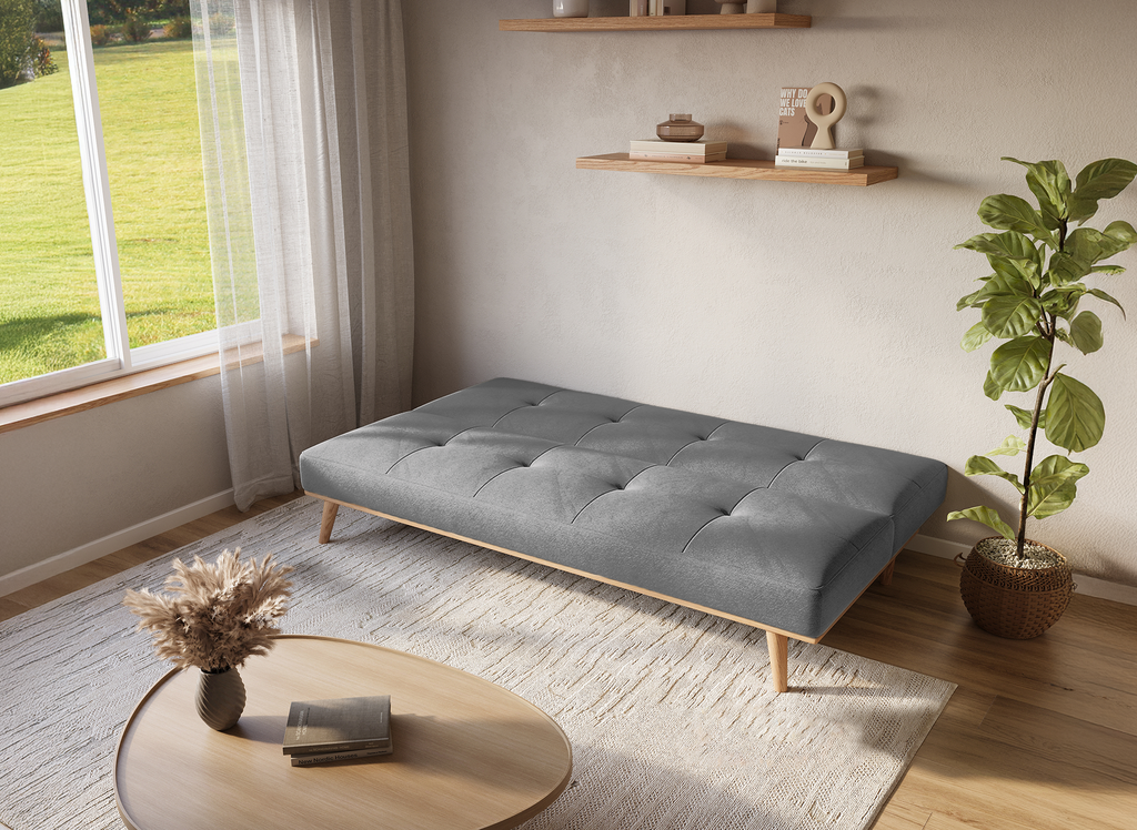 Banquette clic clac scandinave 3 places gris JESSY