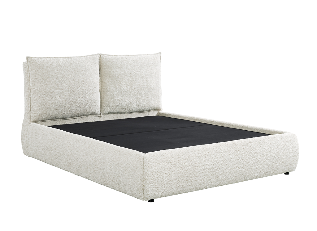 Lit coffre en tissu bouclette beige 160x200 cm MELY