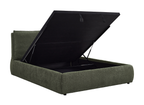 Lit coffre en tissu bouclette vert olive 140x190 cm MELY