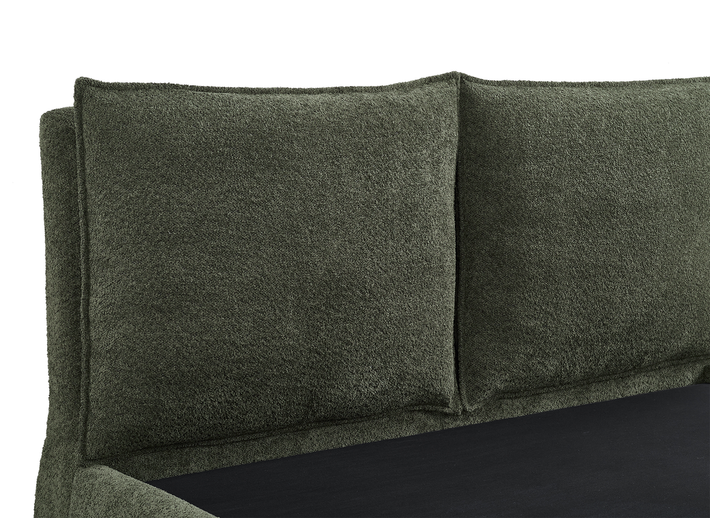 Lit coffre en tissu bouclette vert olive 160x200 cm MELY